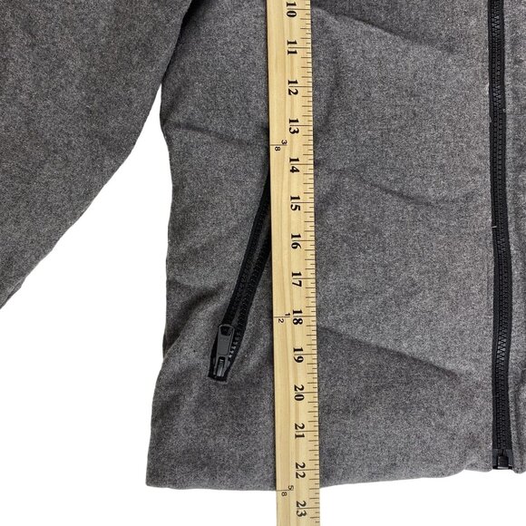 Gap S Primaloft Heather Grey Wool Alt Down Hooded Jacket Coat Zippered Pockets - Picture 9 of 14
